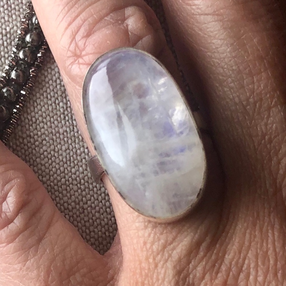MOONSTONE RING OVAL STERLING SILVER